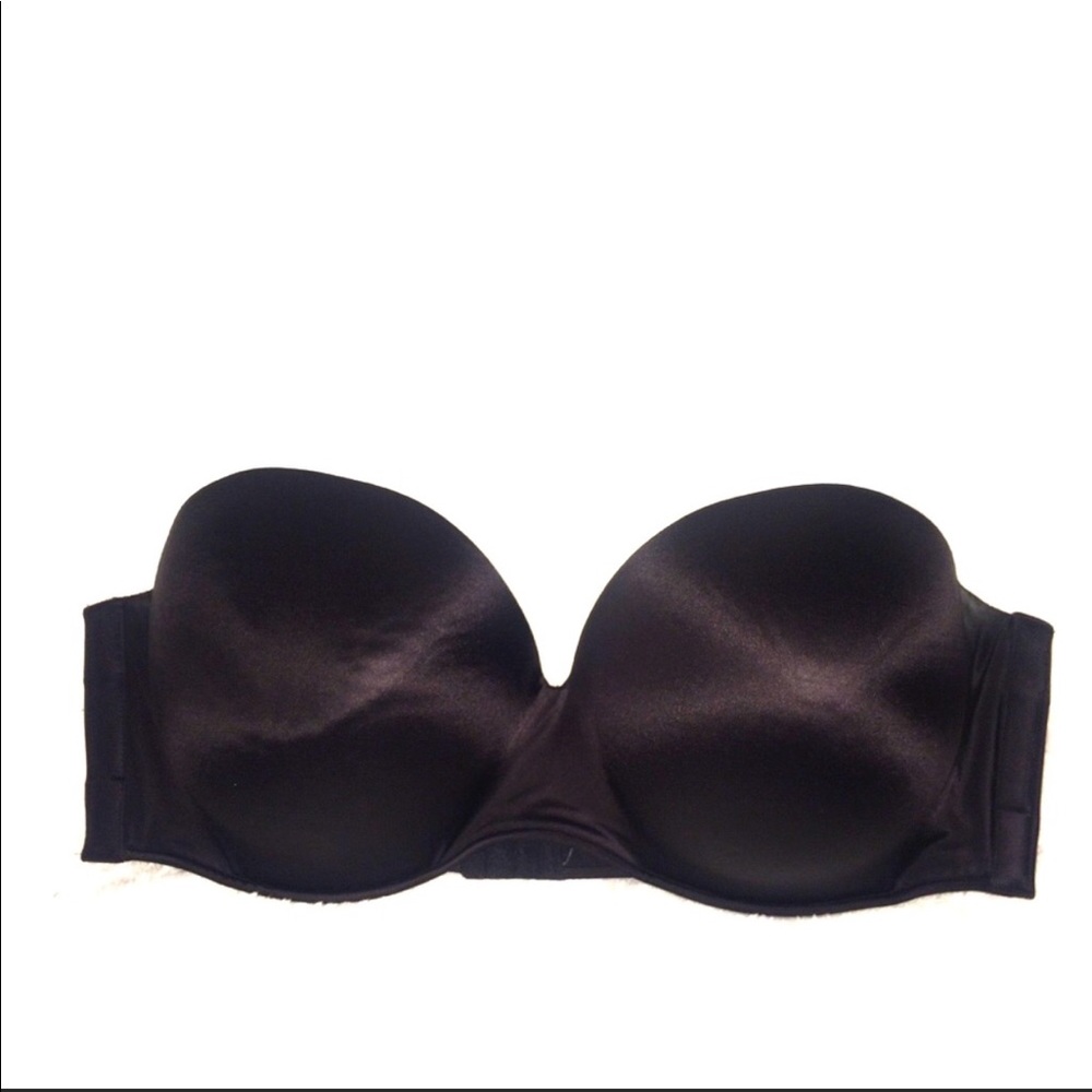 Cacique Black Satin Strapless Boost Push-up Bra
